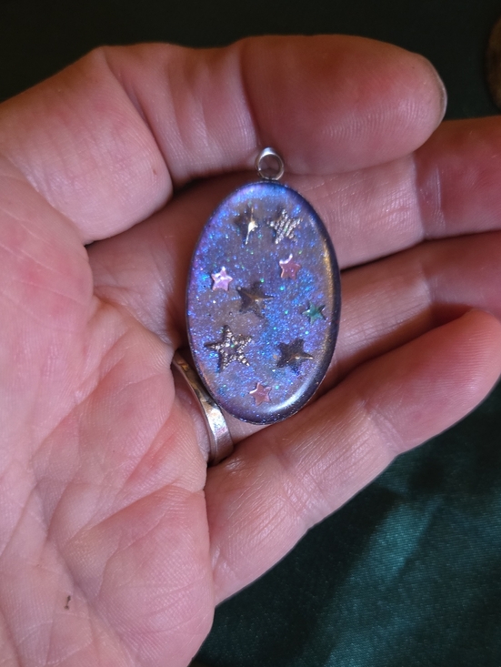 Hand Crafted Jewelry - Hand Crafted Iridescent Purple Star Resin Pendant Necklace